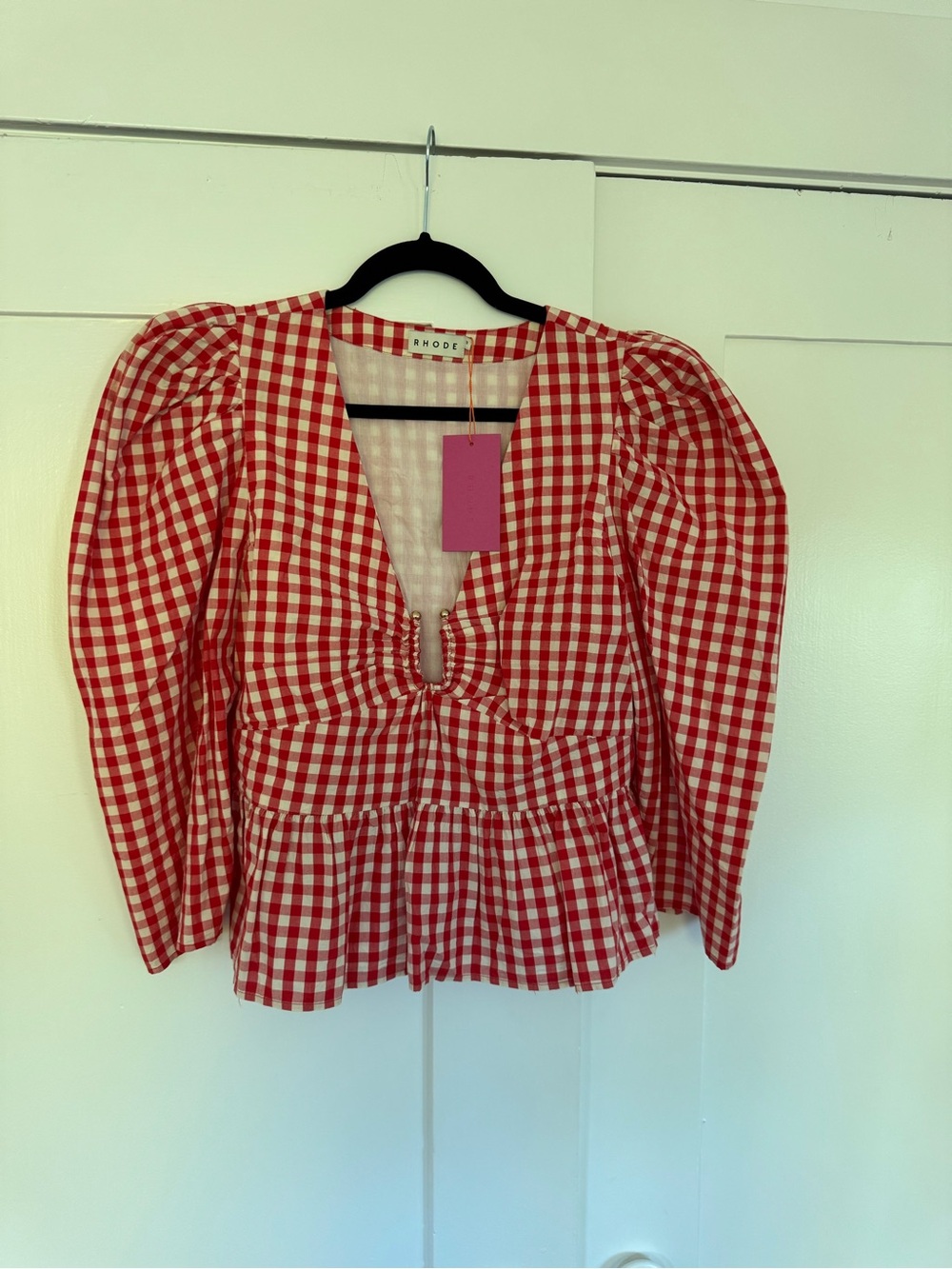 Rhode Red Gingham Alma Top Size Large NWT